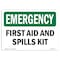 Signmission Safety Sign, OSHA EMERGENCY, 5" Height, First Aid And Spills Kit, Landscape OS-EM-D-57-L-10367 - alternate 1